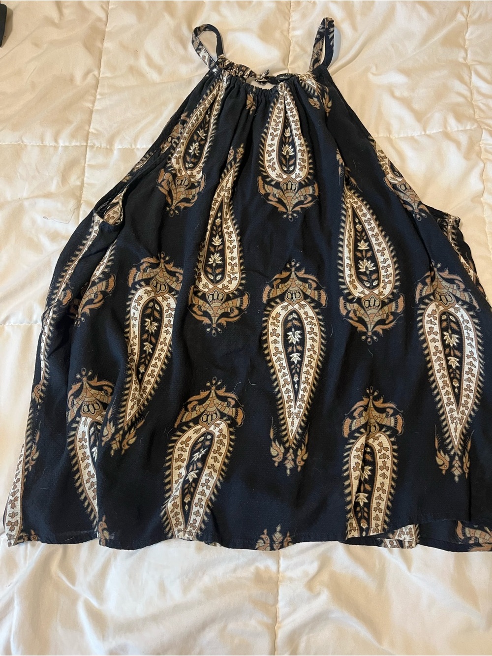 Lucky Brand Black Tank with Tan and Cream Paisley